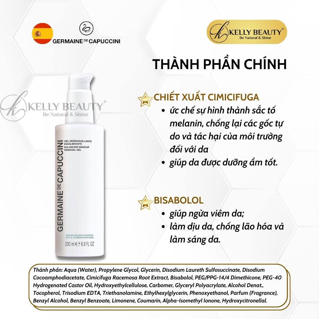 Gel Tẩy Trang và Rửa Mặt Cho Da Dầu Germaine Options Balancing Makeup Removal Gel | Kelly Beauty