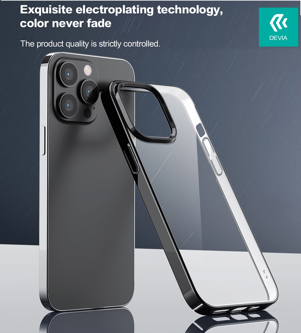 Ốp lưng chống sốc viền màu mạ crom cho iPhone 14 Pro thiết kế mặt lưng trong suốt hiệu DEVIA Crystal Series Shockproof Case - hàng nhập khẩu