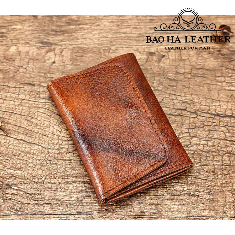 Card Holder Ví Đựng Thẻ Nam Nữ Da Bò Cao Cấp BHM1244 Nhỏ Gọn Gập Đôi Nút Bấm Nhiêu Ngăn Thời Trang