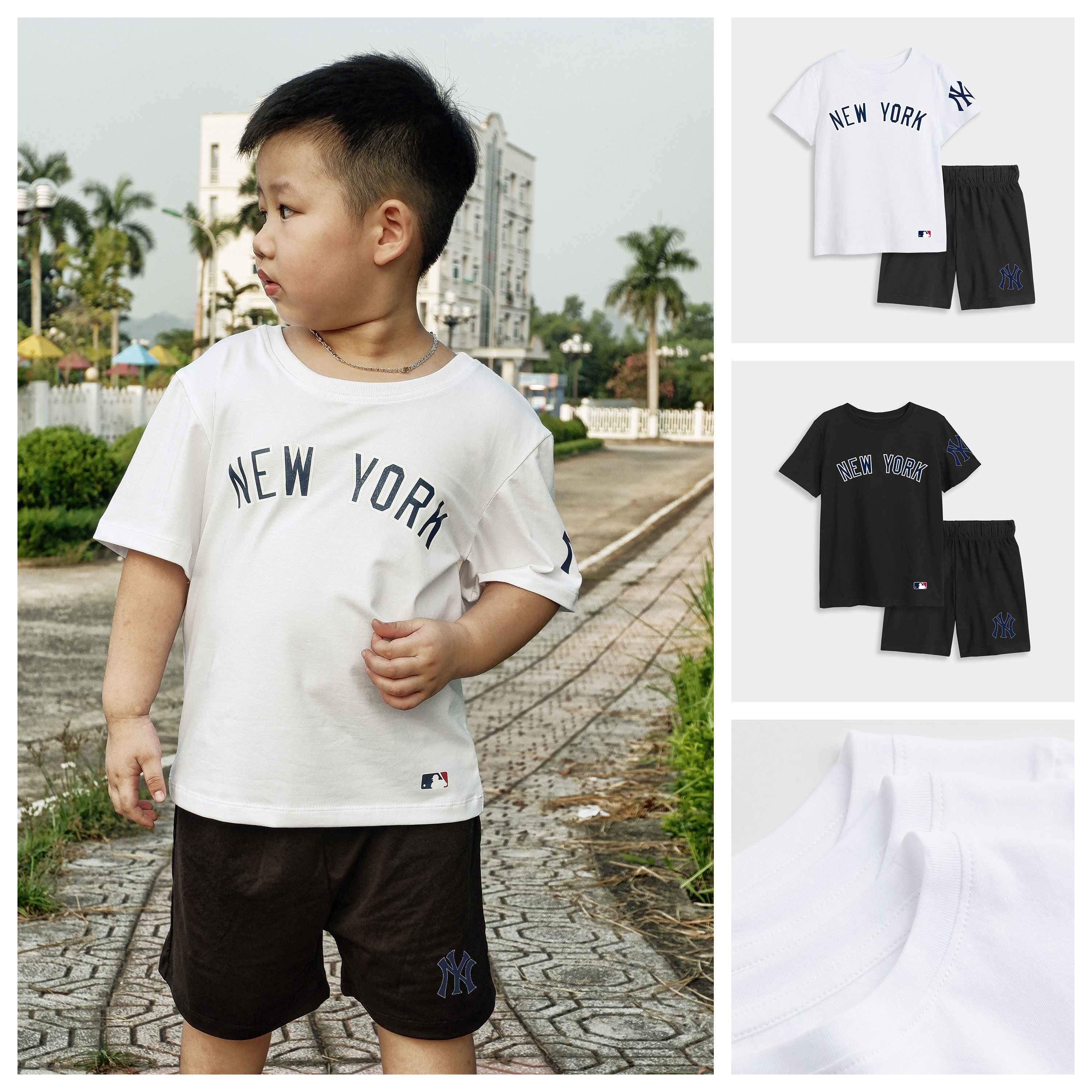 Bộ quần áo bóng chạy thun cotton hình NewYork