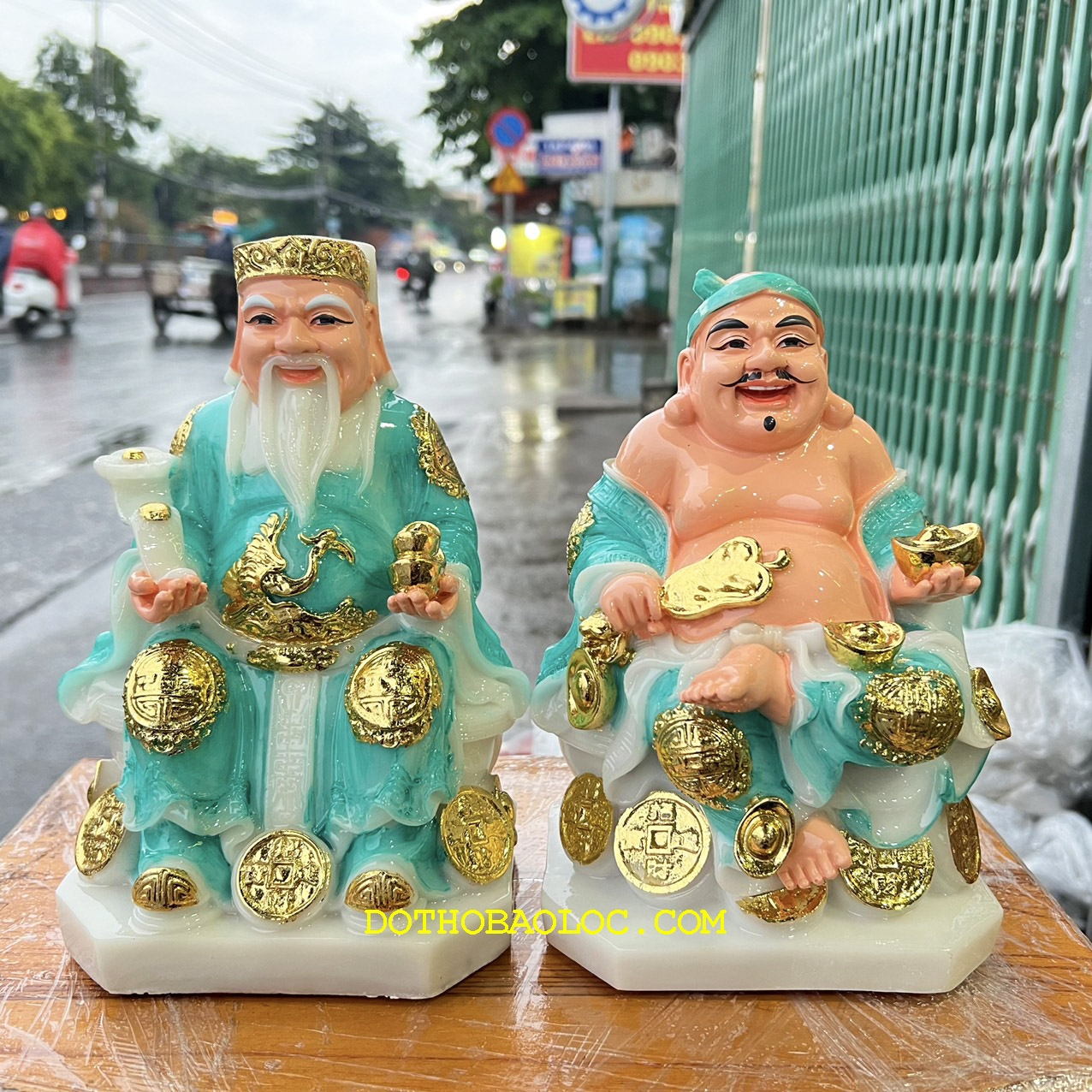 Tượng Thần tài Thổ Địa đá Việt Nam cao 22cm – Xanh