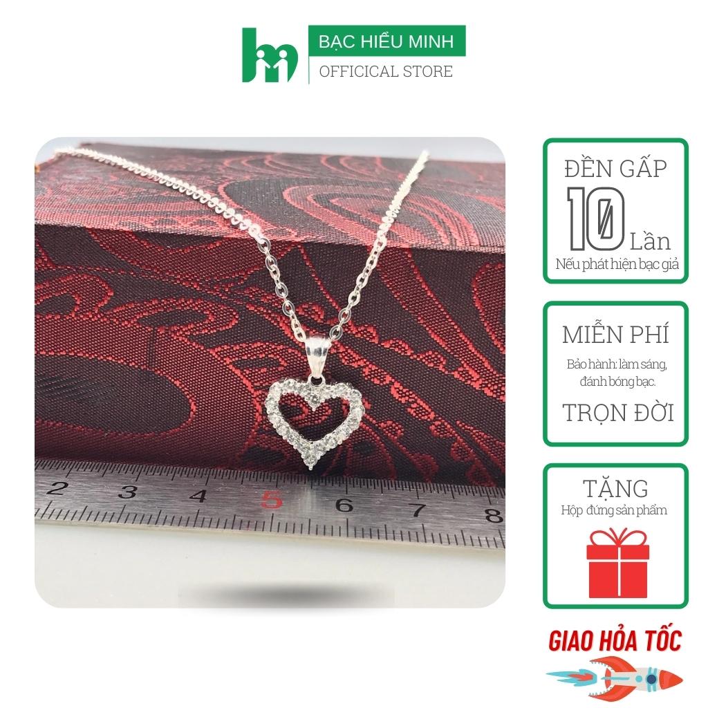 Dây Chuyền Nữ Bạc Hình Trái Tim Yêu Thương Đính Đá BẠC HIỂU MINH DMD447