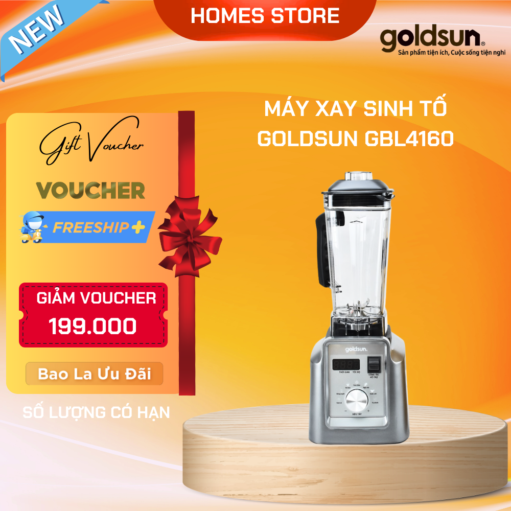 Máy Xay Sinh Tố Công Suất Cao GOLDSUN GBL4160 Thiết Kế Sang Trọng 7 Cấp Độ Xay Dung Tích 2L Công Suất 2500 W - Hàng Chính Hãng