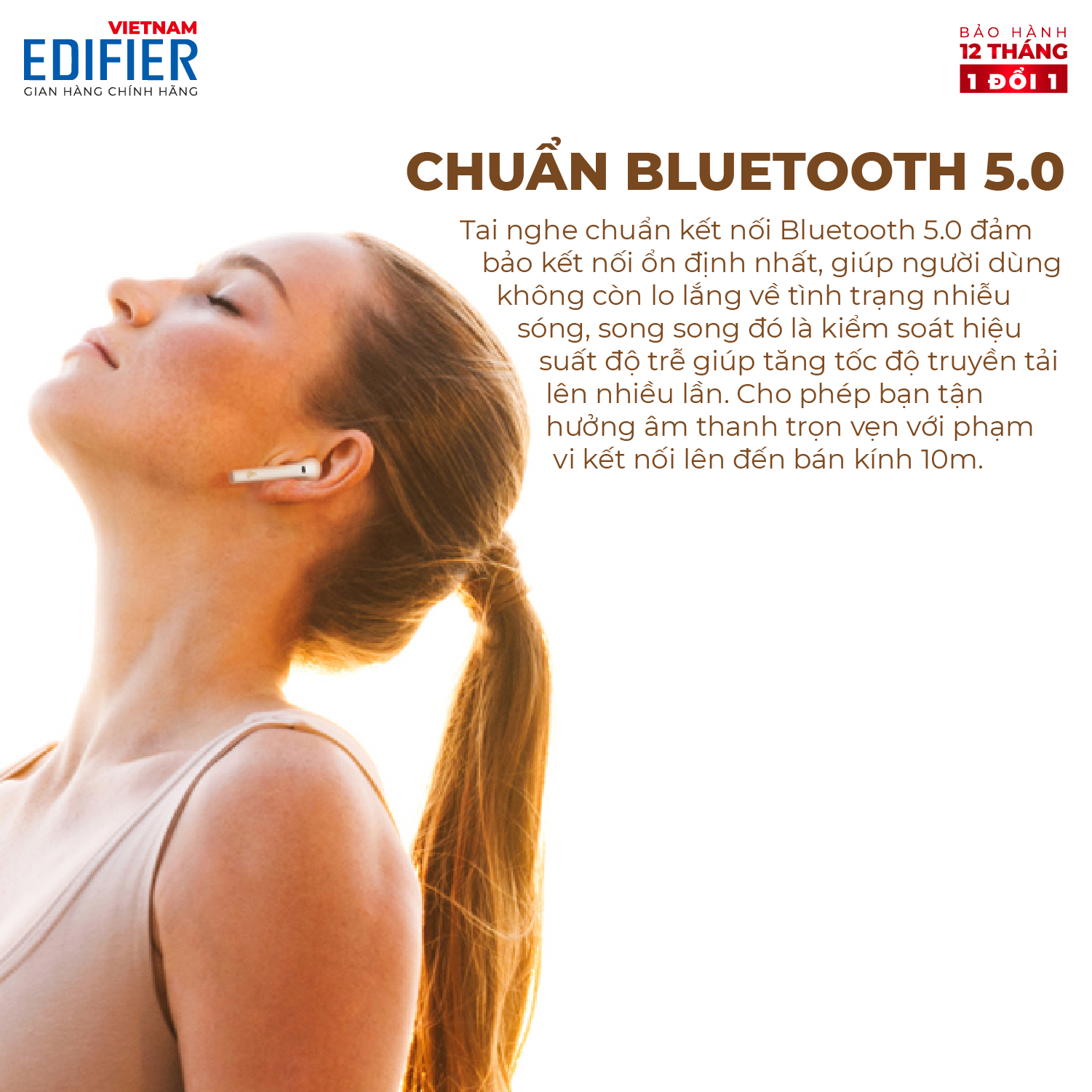 Tai nghe Bluetooth 5.0 EDIFIER TWS200 Plus Bản quốc tế mới nhất Thời gian hoạt động 24 giờ Chống ồn CVC 8.0 Chip APTX - Hàng phân phối chính hãng