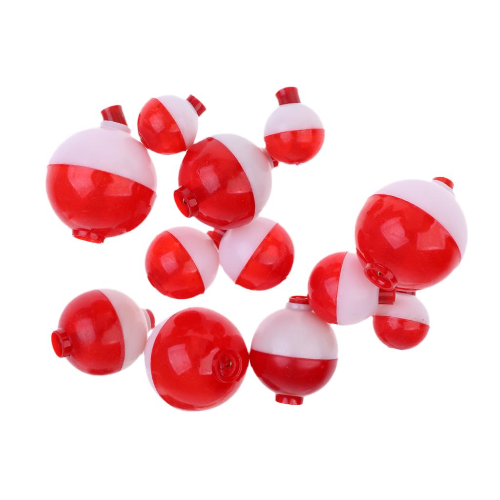 12x Red and White Push-Button Fishing Floats Bobber ABS Fishing Float Tackle