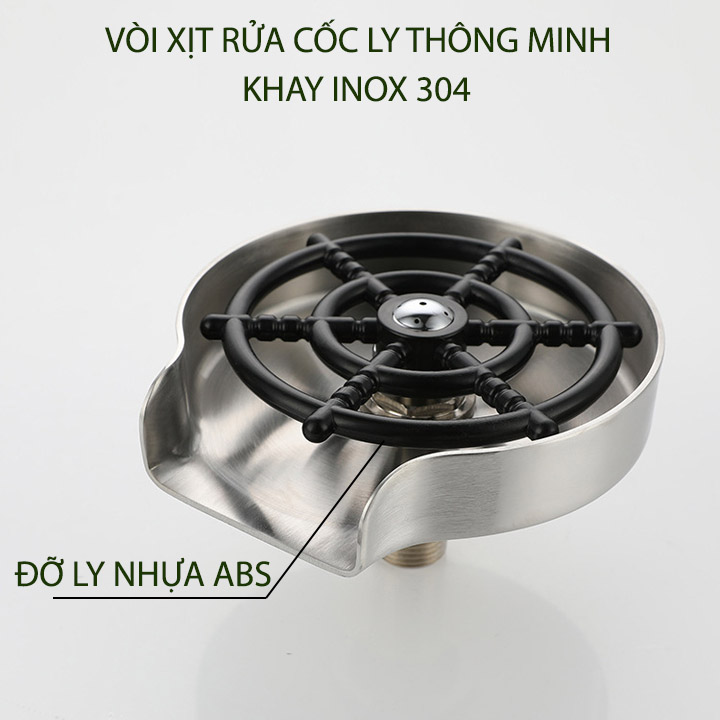 Vòi rửa cốc ly thông minh, khay bằng inox 304, đỡ ly bằng inox đệm cao su hoặc nhựa tùy chọn