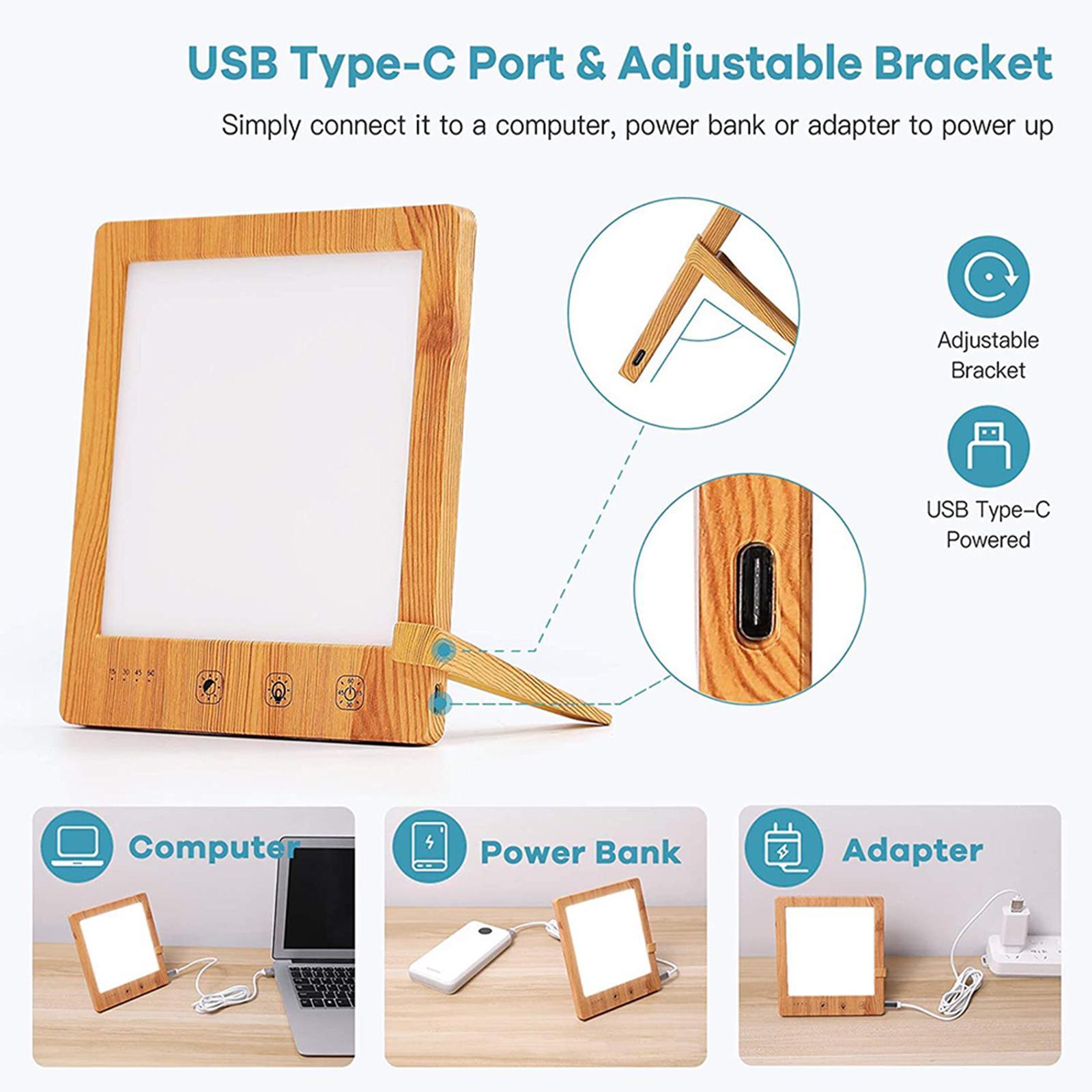 Sad Light Therapy Lamp 10000 Lux UV Free Adjustable Brightness Touch Control