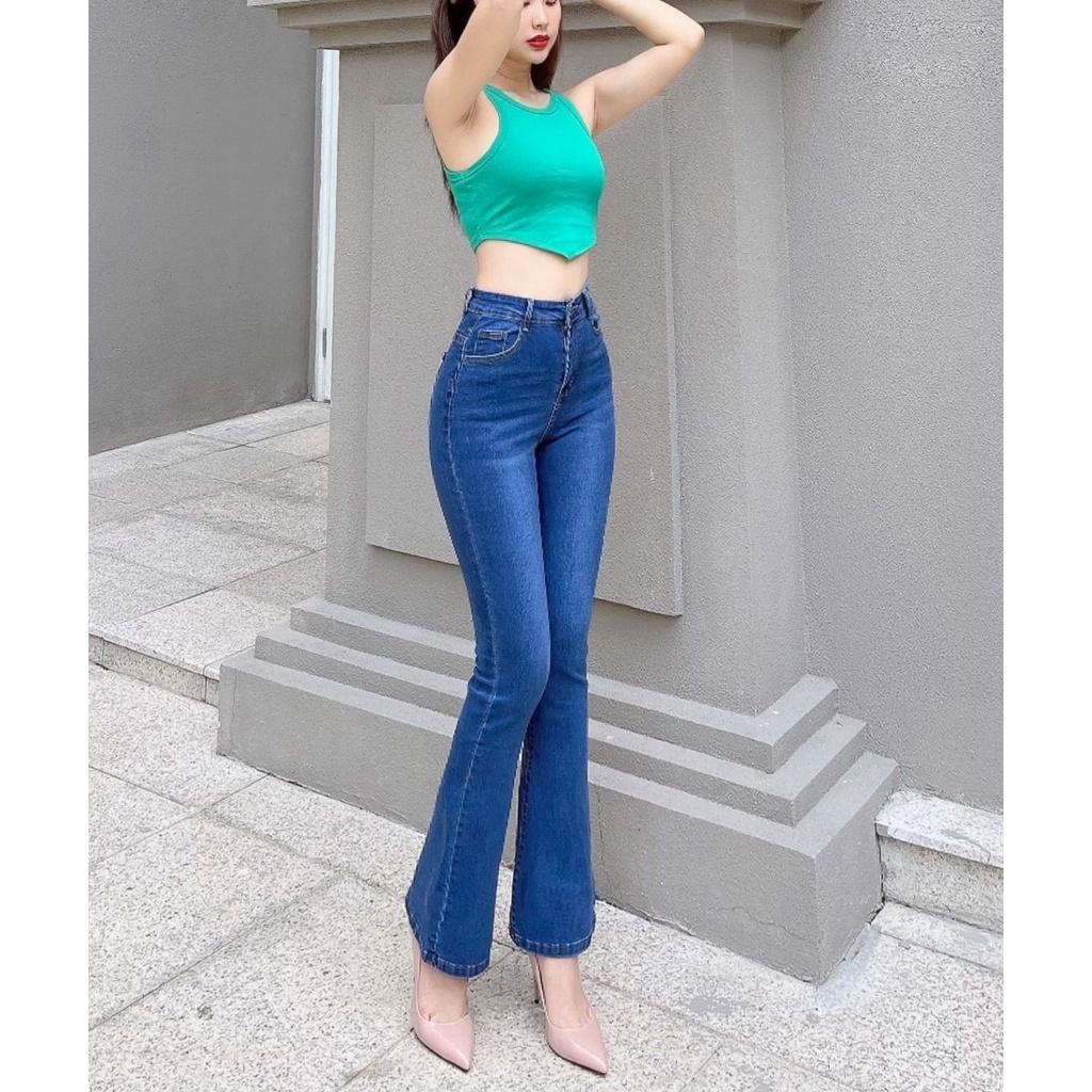 Quần Jeans Nữ Màu Xanh Nhạt Co Giãn Siêu Tôn Dáng