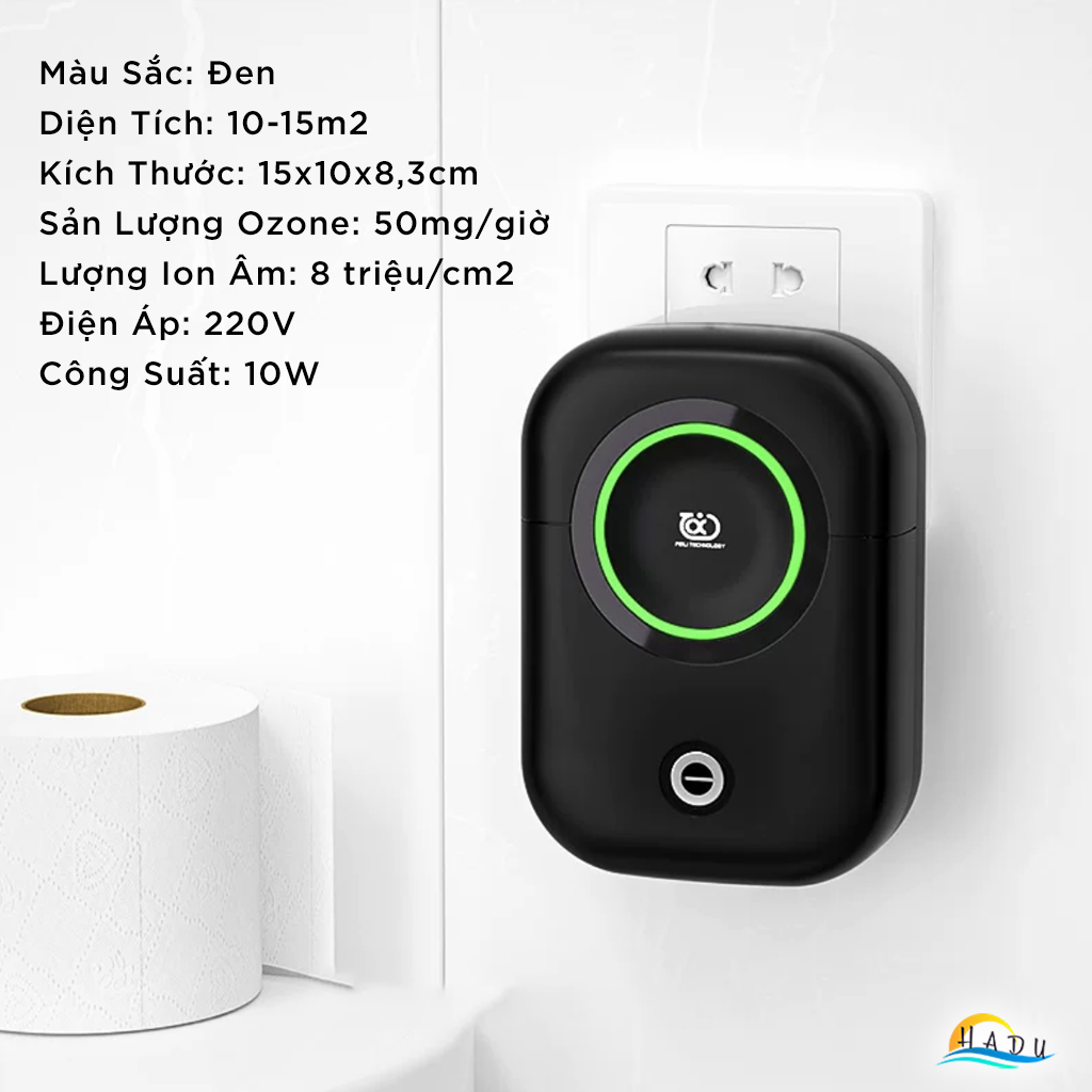 Máy Khử Mùi Nhà Vệ Sinh Phòng Khách Chó Mèo Diệt Khuẩn Ozone Lọc Không Khí Ion Âm Cao Cấp HADU