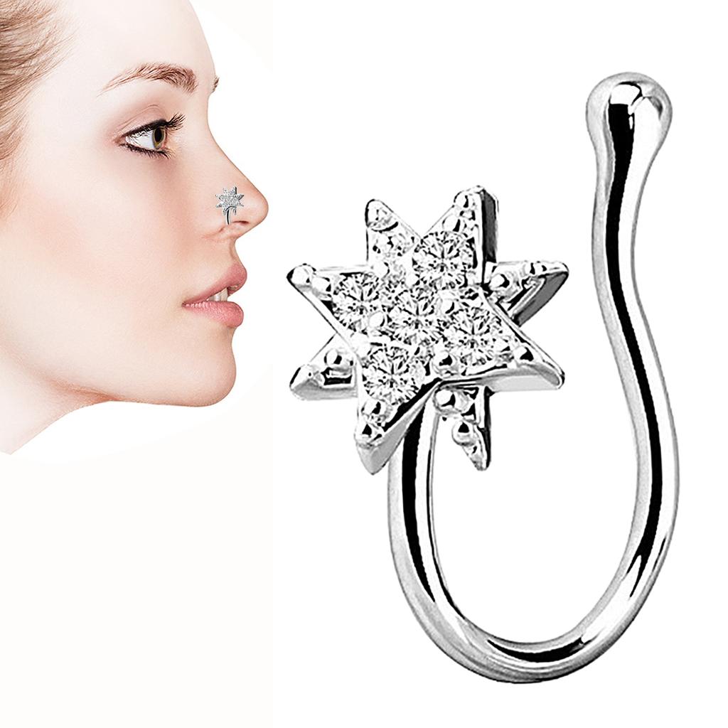 Fake Nose Rings 18G Faux Fake Lip Ear Nose Septum Rings silver