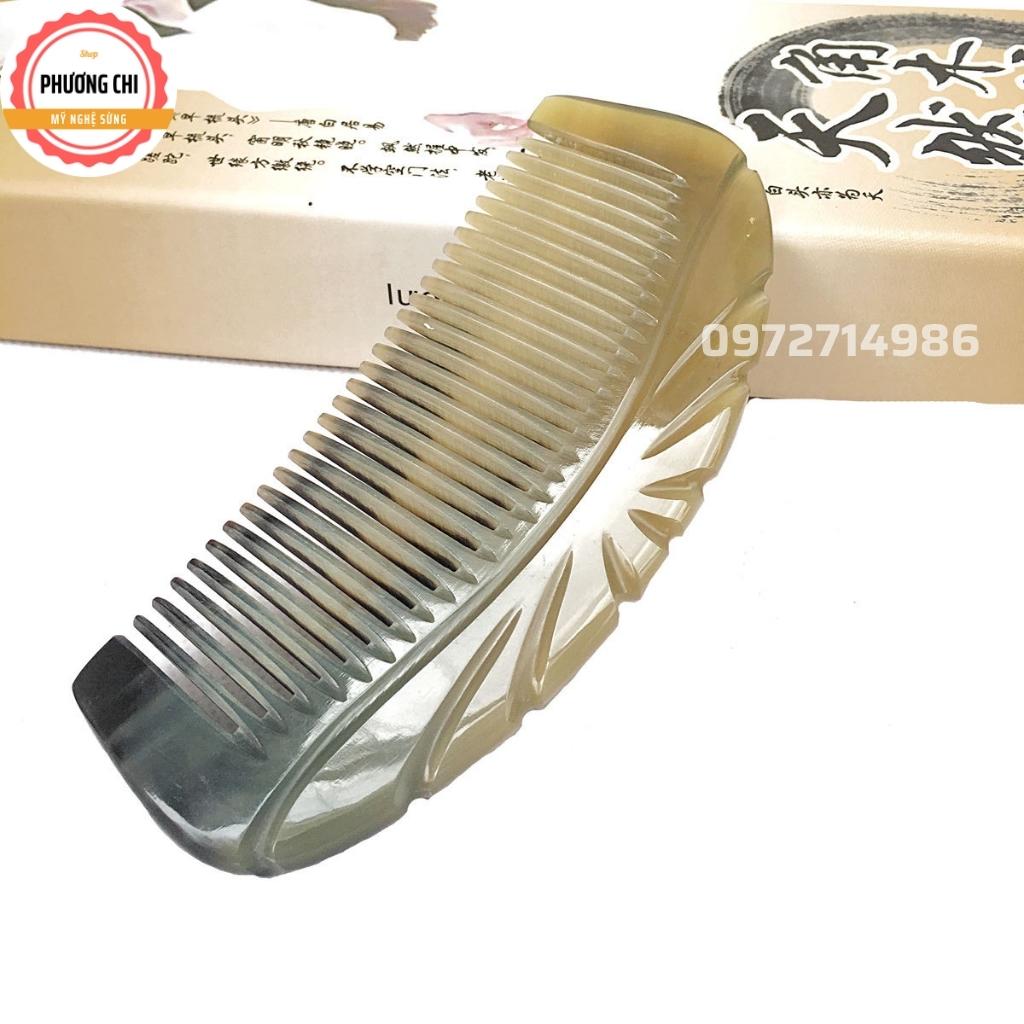 Lược sừng trâu vương miện cao cấp dài 13cm, lược chải tóc gỡ rối massage đầu | Mỹ Nghệ Phương Chi