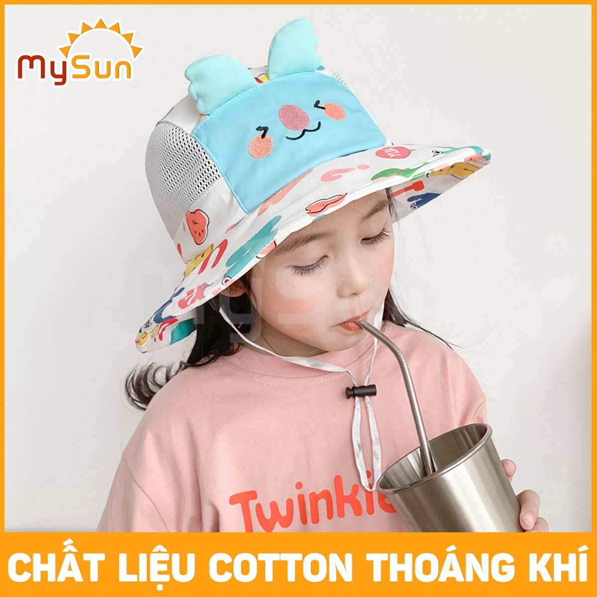 Nón mũ chống che nắng cho bé gái, trai vành rộng vải lưới thoáng khí MySun