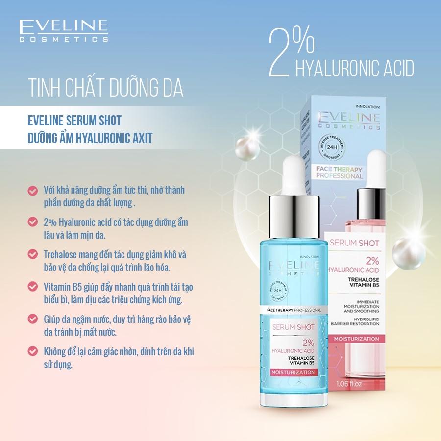 [TẶNG GEL TẨY DA CHẾT 2% ] Tinh chất dưỡng da Eveline Serum Shot dưỡng ẩm Hyaluronic axit 30ML