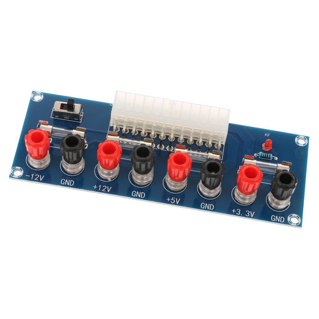 2x Benchtop Power Board 24-Pin Computer ATX Power Supply Breakout Adapter Module 3.3V, 5V, 12V, -12V