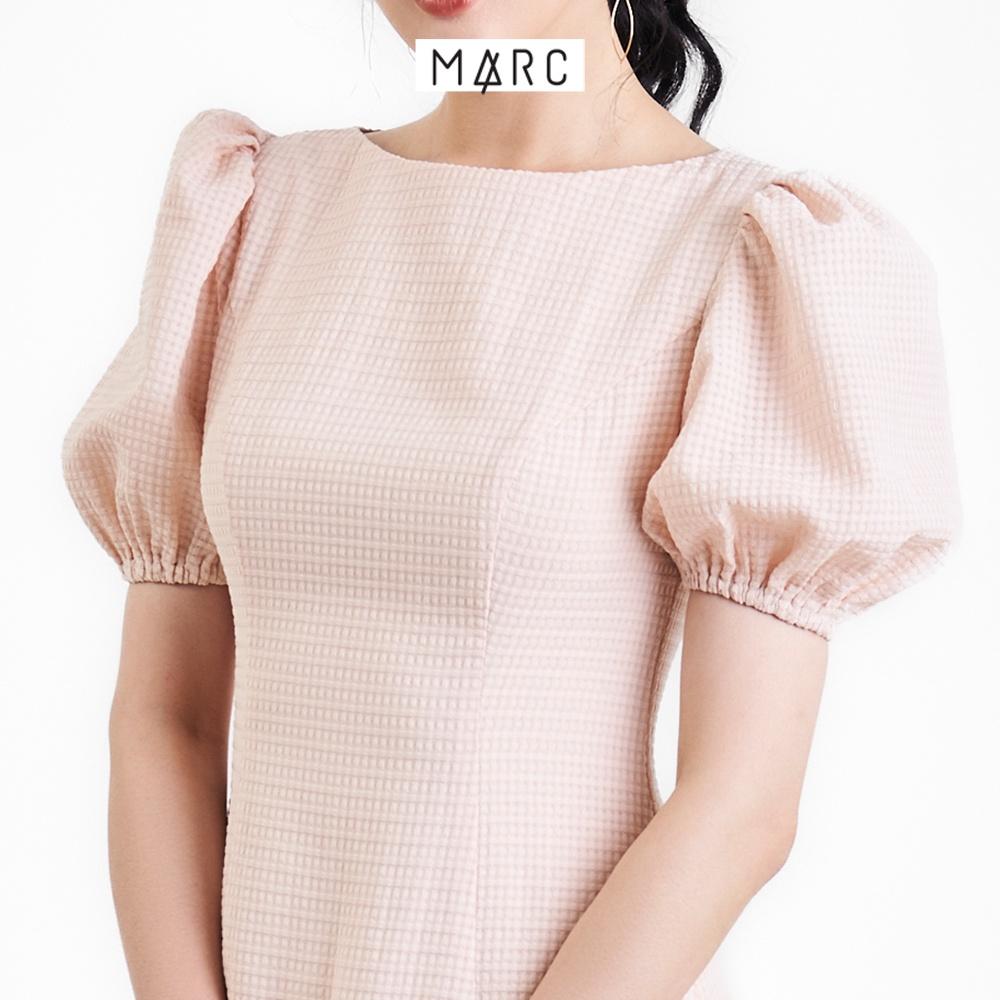 Đầm nữ MARC FASHION midi form A cổ thuyền tay phồng nhún thun TRNH093122