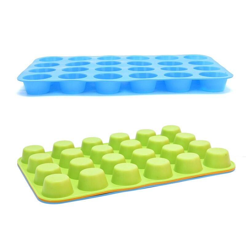 Khuôn Silicone 24 Khoang Khay Chảo Ốp Mini Cupcake Cookie Máy Nướng Khuôn Nướng Bánh Muffin Cốc Silicone