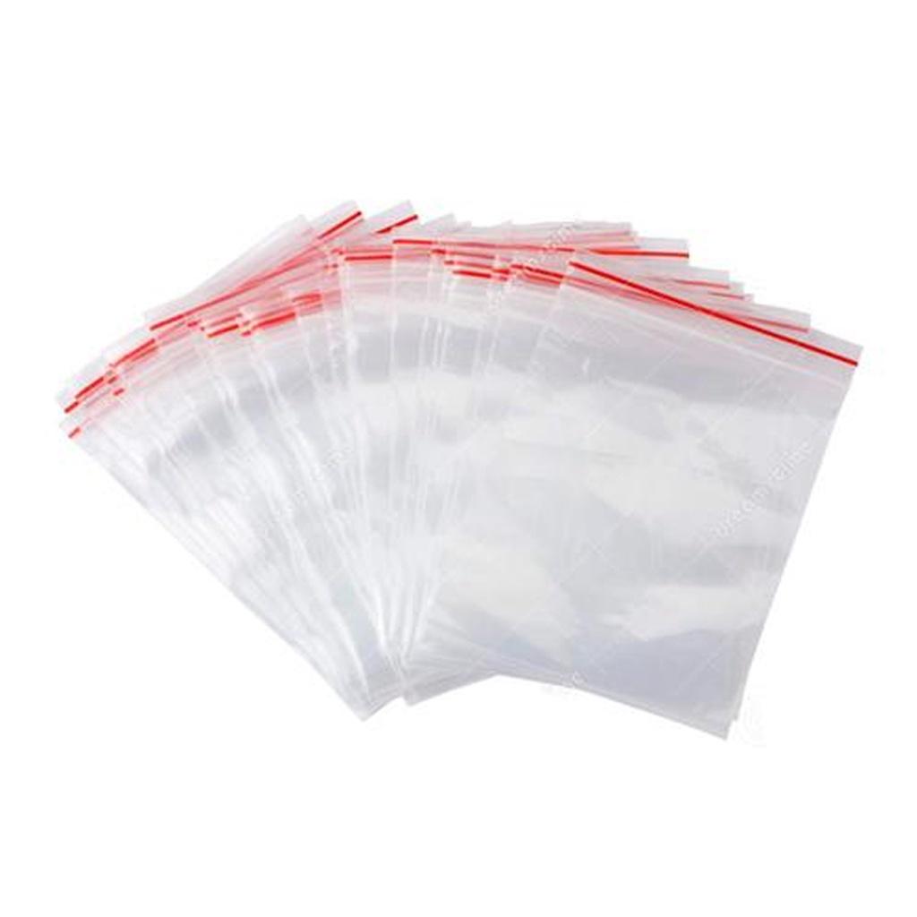 Túi zip chỉ đỏ, túi zip PE, zip lock, zip viền đỏ 100g - 1 lạng