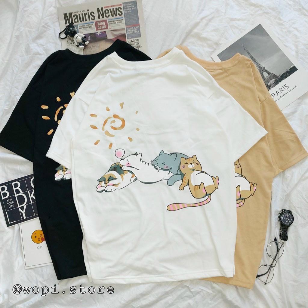 Áo Thun Tay lỡ from rộng Unisex hình in Freesize từ 40-70kg