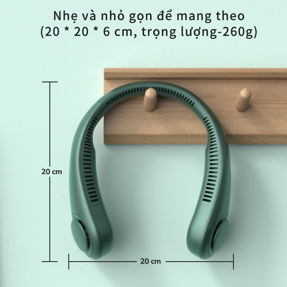 QUẠT ĐEO QUÀNG CỔ THÔNG MINH THẾ HẸ MỚI KHÔNG CÁNH, KHÔNG LÀM CUỐN TÓC KHI DÙNG, LÀM MÁT CỰC NHANH, THÍCH HỢP KHI ĐI BỘ, LEO NÚI, DU LỊCH,....