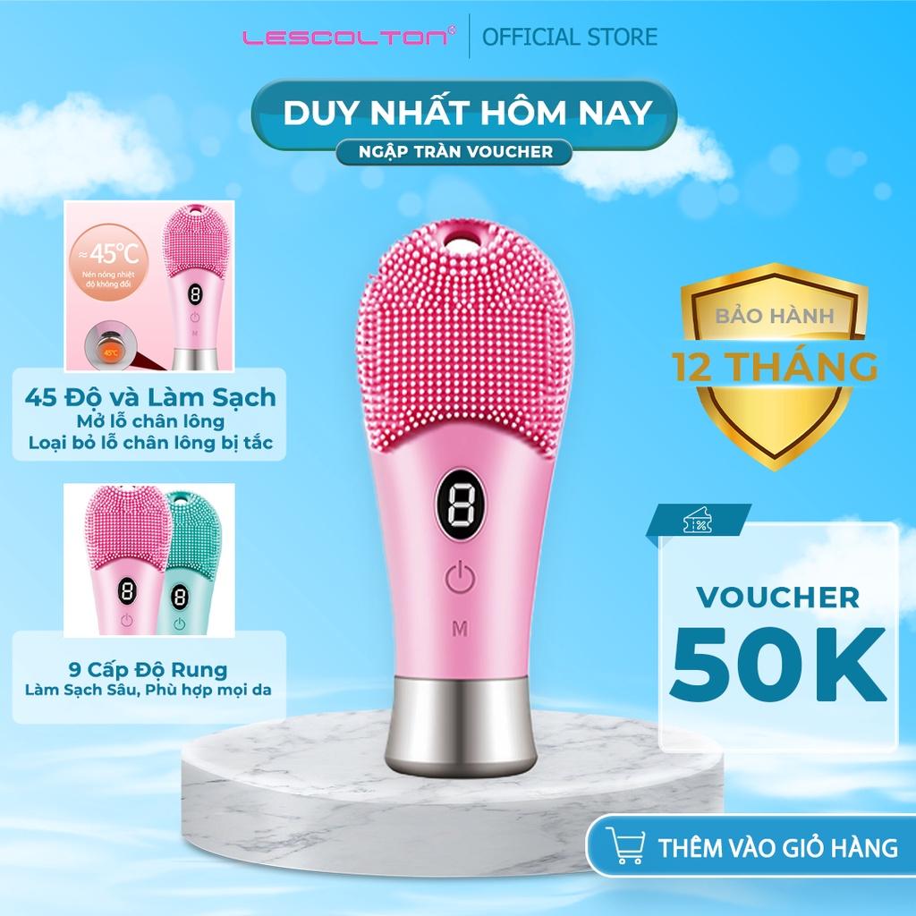 Máy rửa mặt mini massage mặt LESCONTOL 8 cấp độ sử dụng sóng siêu âm làm sạch lớp trang điểm, dầu thừa, bụi bẩn