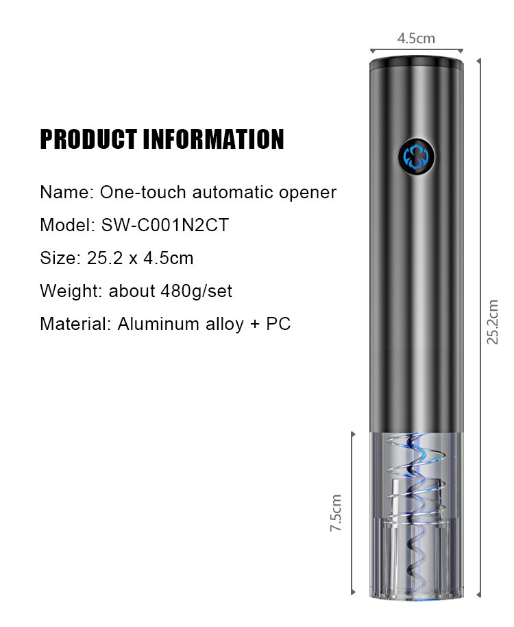 Dụng cụ mở rượu vang 4in1 pin sạc, cảm ứng v3