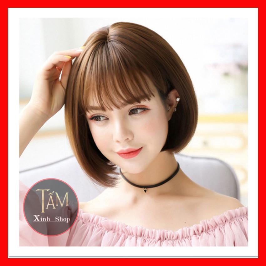 Bộ tóc giả nguyên đầu cao cấp trùm cả đầu víc thẳng cúp 40cm