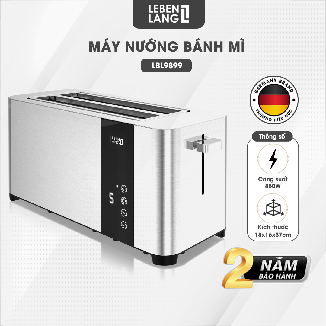 Máy nướng bánh mì Lebenlang LBL9899, dùng hâm nóng, nướng bánh mì sandwich, công suất 850W, bảo hành 2 năm - hàng chính hãng