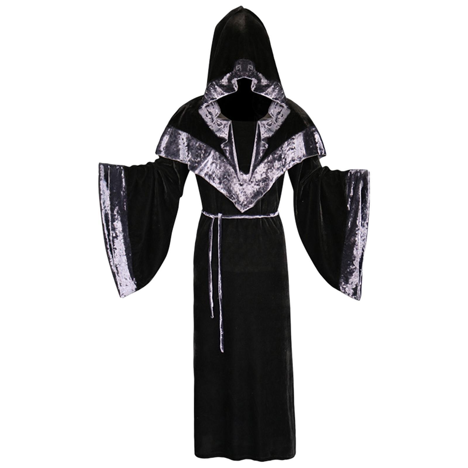 Black Hooded Cape, Halloween Hooded Cloak Long Black Cape Hooded Cloak for Men Women Halloween Christmas Witch Vampires Costume Cosplay Party