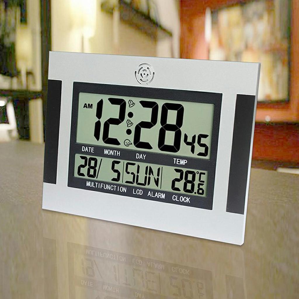 3X Large LCD Wall Clock Digital Clock with Date Temperature for Living Room