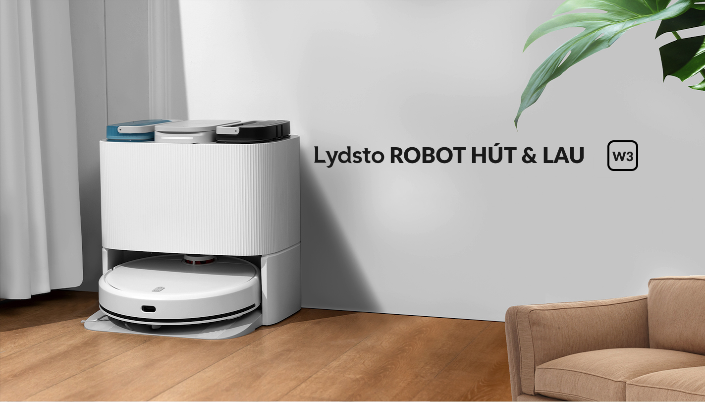 Robot hút bụi lau nhà tự động thông minh Lydsto W3 lức hút 5000Pa diện tích hoạt động 200m2 - Hàng chính hãng