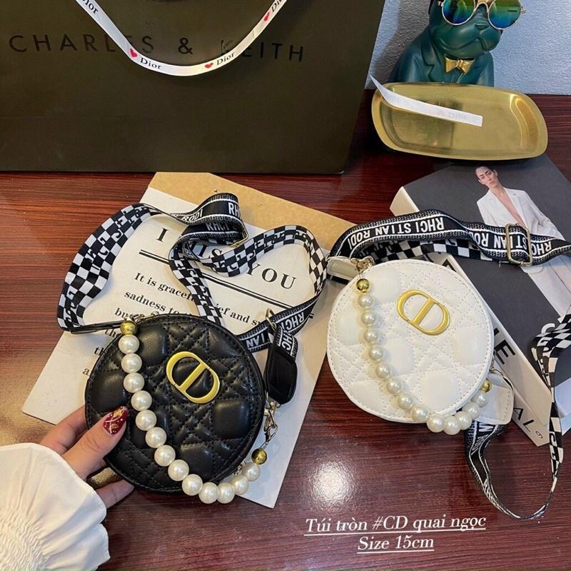 Túi đeo chéo nữ, túi xách ZuCi A28 size 15cm hoạ tiết CD cốp tròn quai ngọc cực sang chảnh phong cách thời trang Hàn Quốc