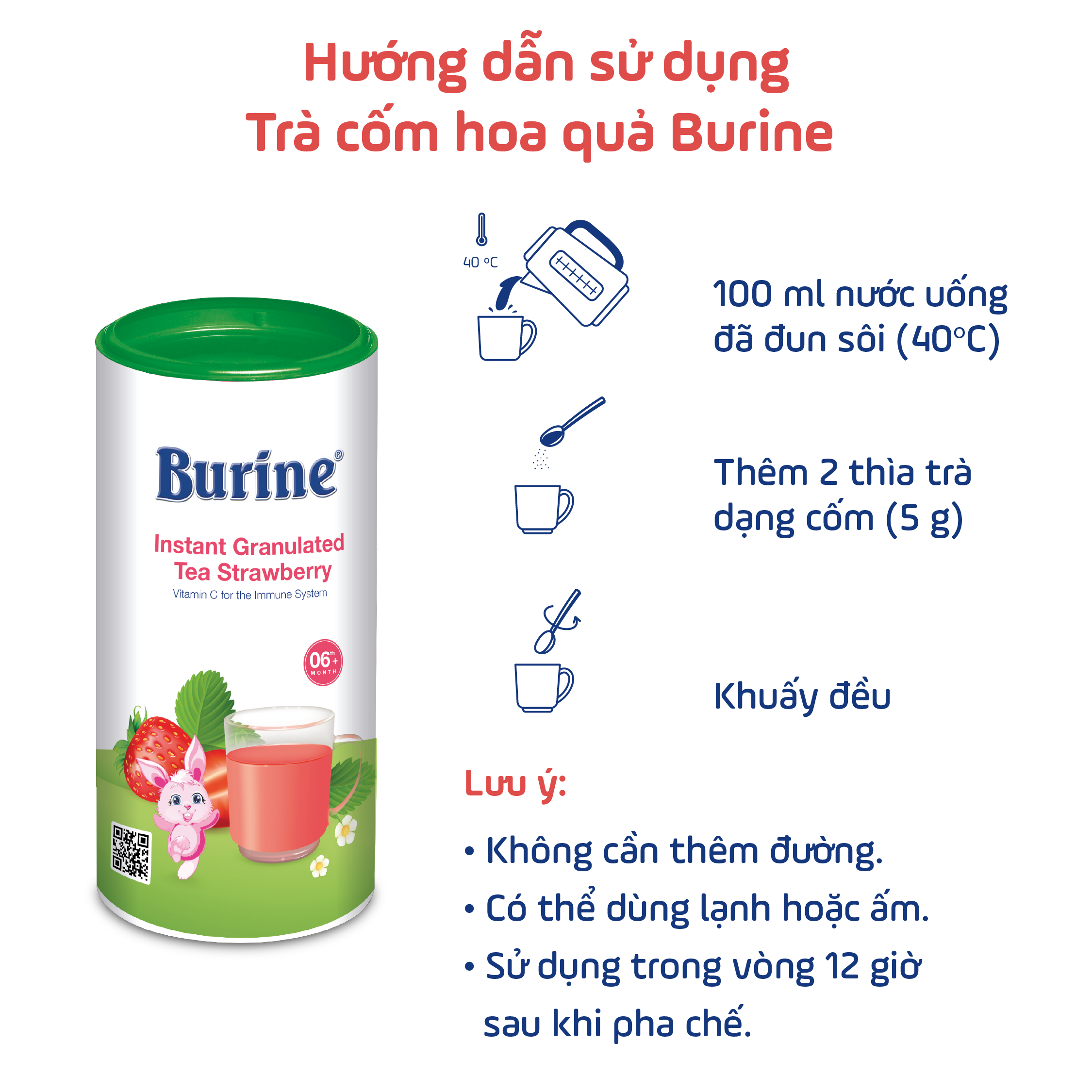 Trà cốm hoa quả Burine (HiPP) dinh dưỡng dành cho bé - Vị Dâu tây giúp hỗ trợ giảm viêm nhiễm, tăng cường đề kháng (Không dành cho trẻ dưới 6 tháng tuổi)