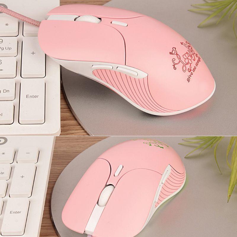 Hồng Im Lặng Led Game Quang Chuột USB Có Dây Với 3200 DPI Và 6 Nút Bấm Cho Máy Tính Xách Tay máy Tính Laptop