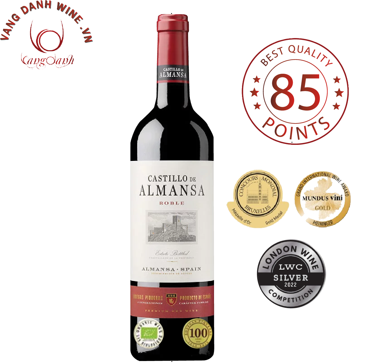 Rượu vang Organic Castillo De Almansa Roble kèm túi hộp,đồ khui
