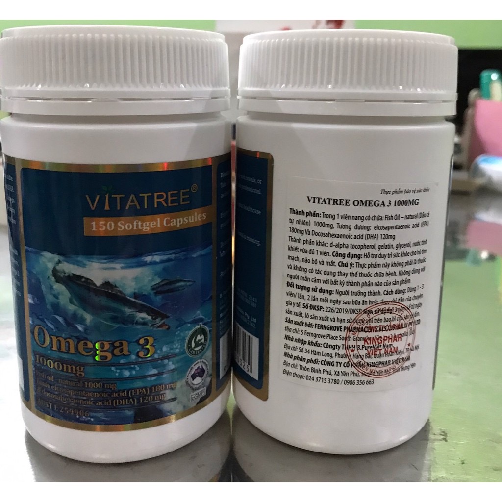 Viên uống Vitatree Omega 3 , hộp 150v, nhập khẩu Úc, bổ sung dưỡng chất cho mắt và não