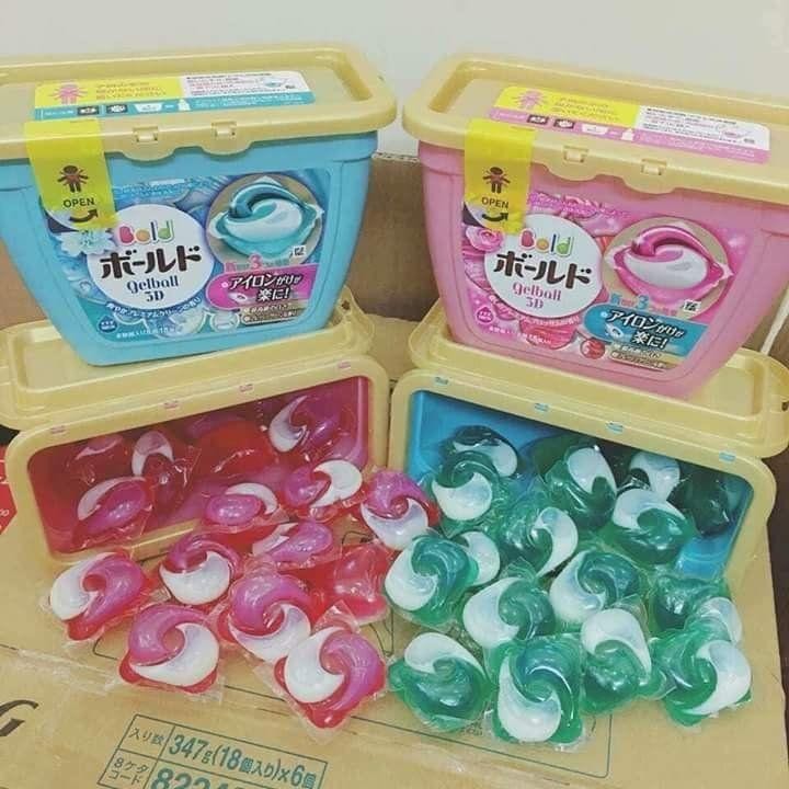 Combo hộp 18 viên giặt xả 3D Gel Ball màu hồng nội địa Nhật Bản
