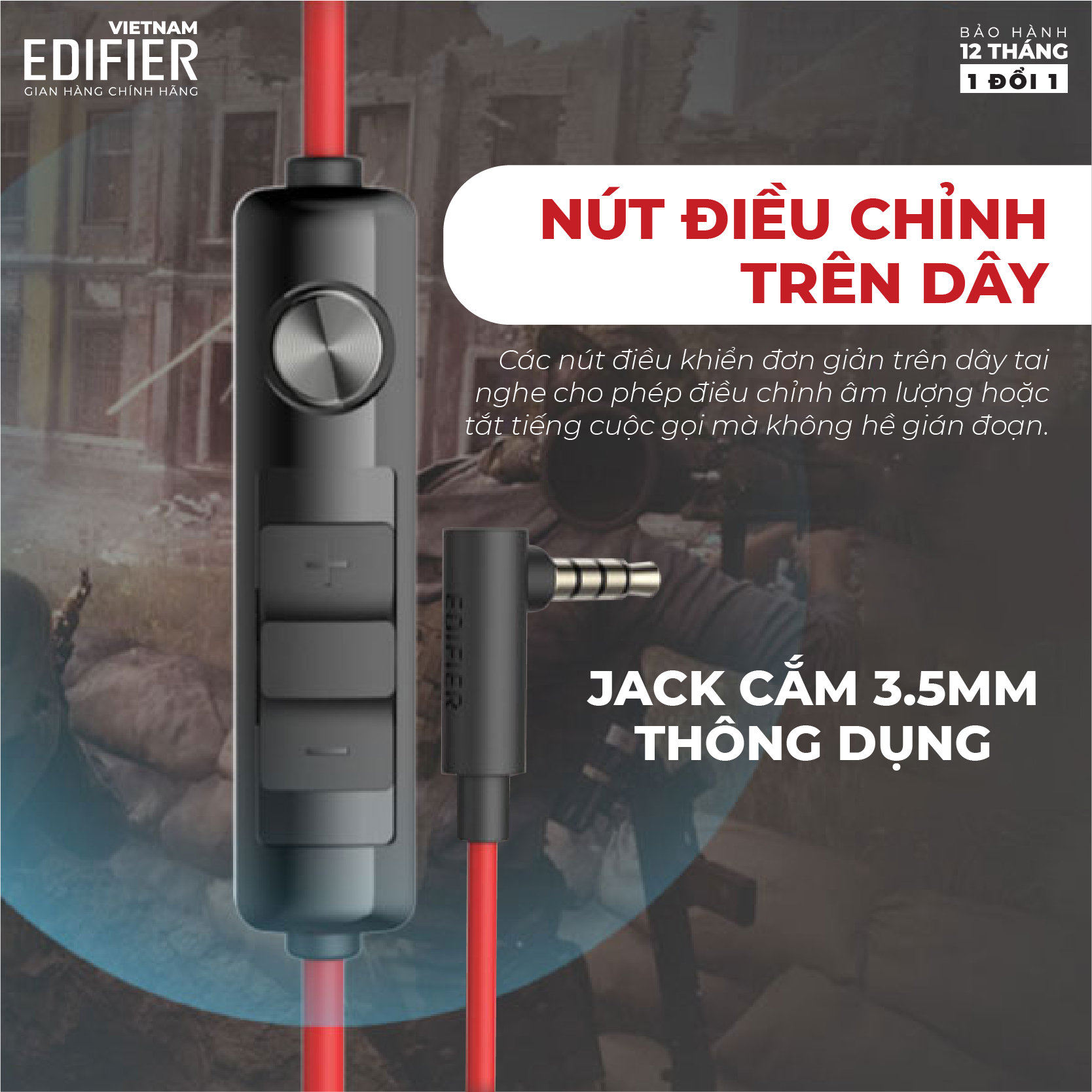 Tai nghe nhét tai gaming EDIFIER GM2 SE Micro chống ồn Âm thanh sống động - Hàng chính hãng