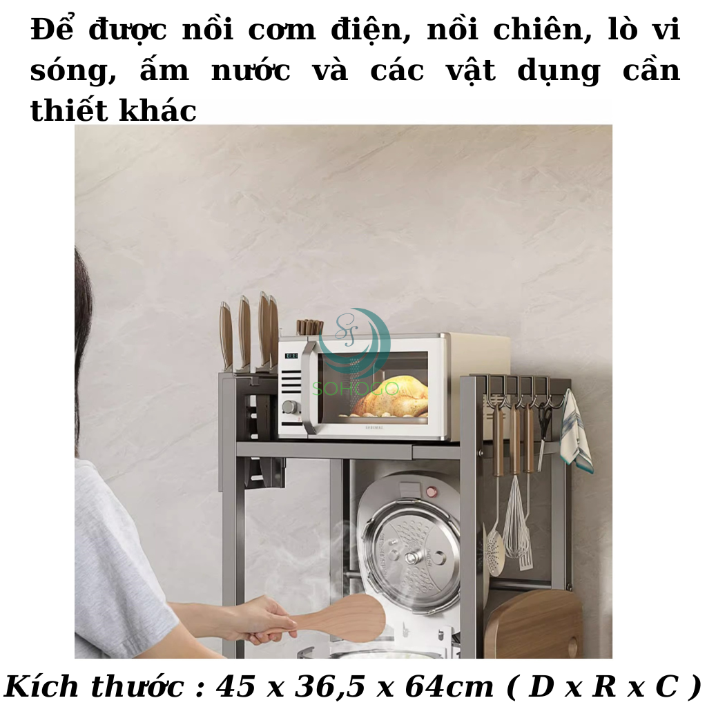 Kệ lò vi sóng 2 tầng thông minh chịu lực lên đến 100kg- có thể co giãn tới 60 cm