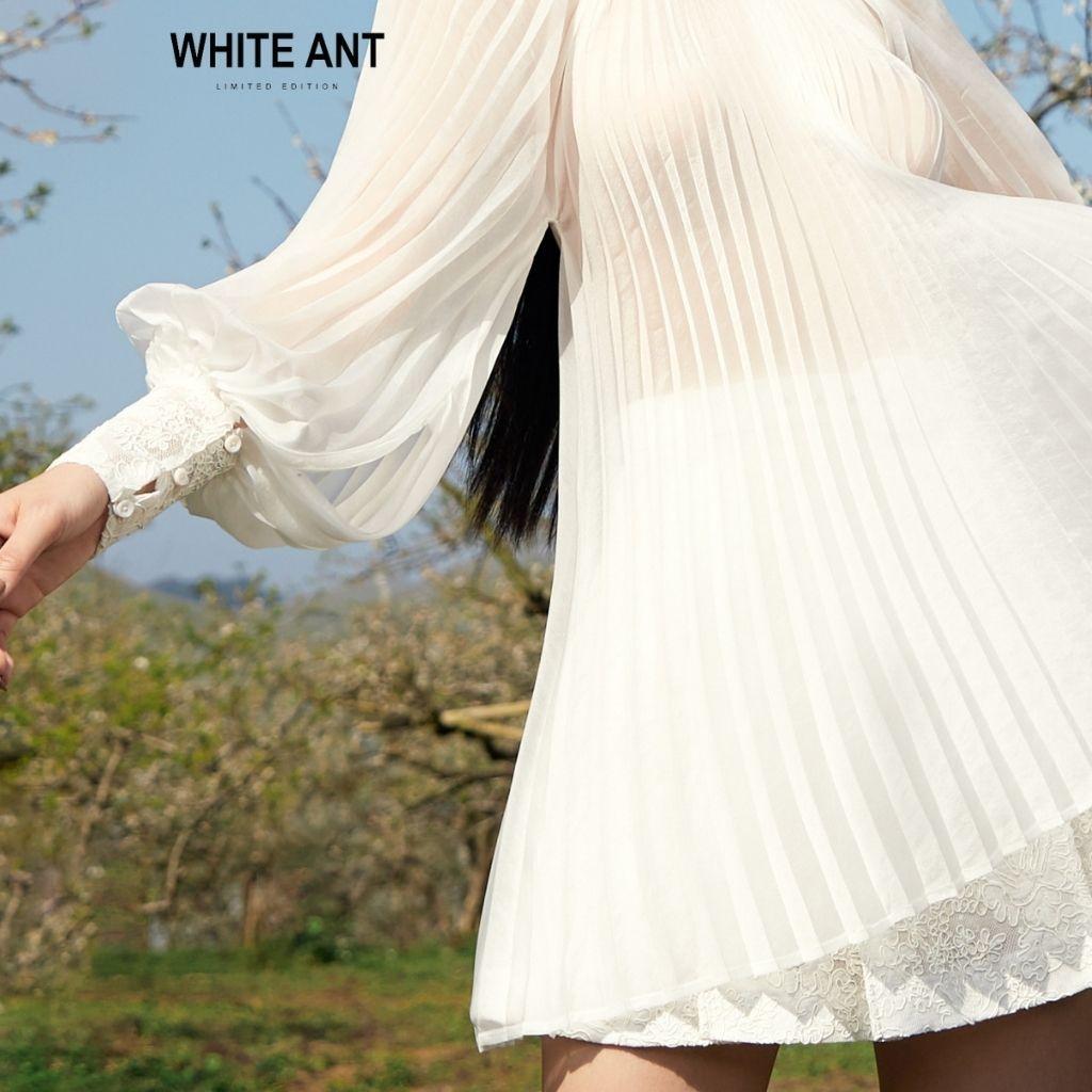 Áo Sơ Mi Nữ Dài Tay WHITE ANT NIALL PLEATED SHIRT Thiết Kế Kiểu Cánh Bướm Độc Đáo, Chất Lụa Tơ Mềm Mịn 170300140