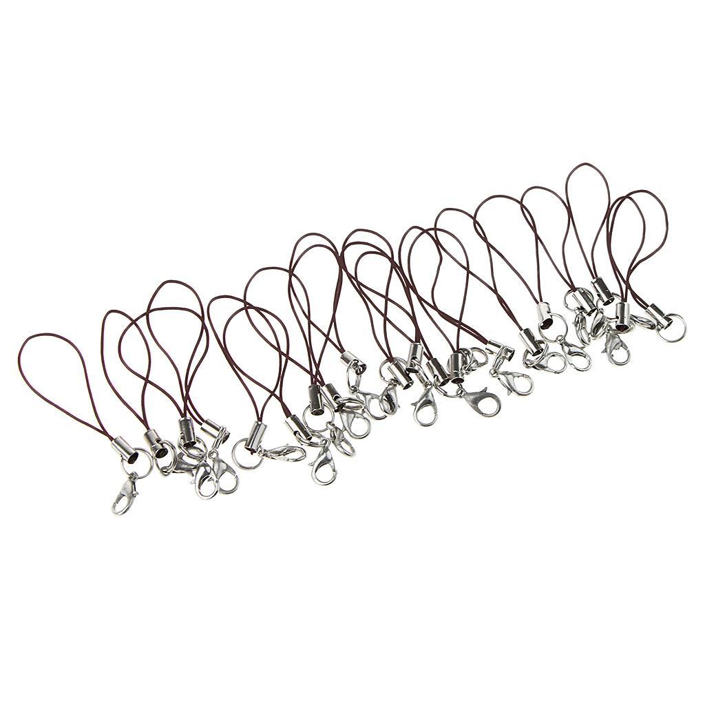 2X 20pcs DIY Mobile Cellphone Keychain Lanyard Charms DIY Rope Coffee