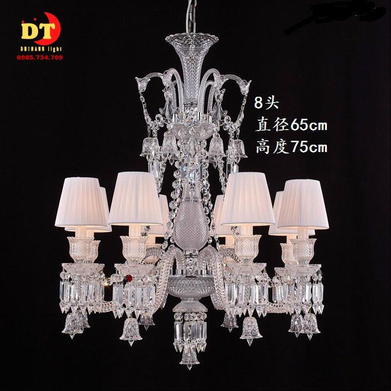 Đèn chùm chao vải trắng phale 8 tay phòng khách DQM
