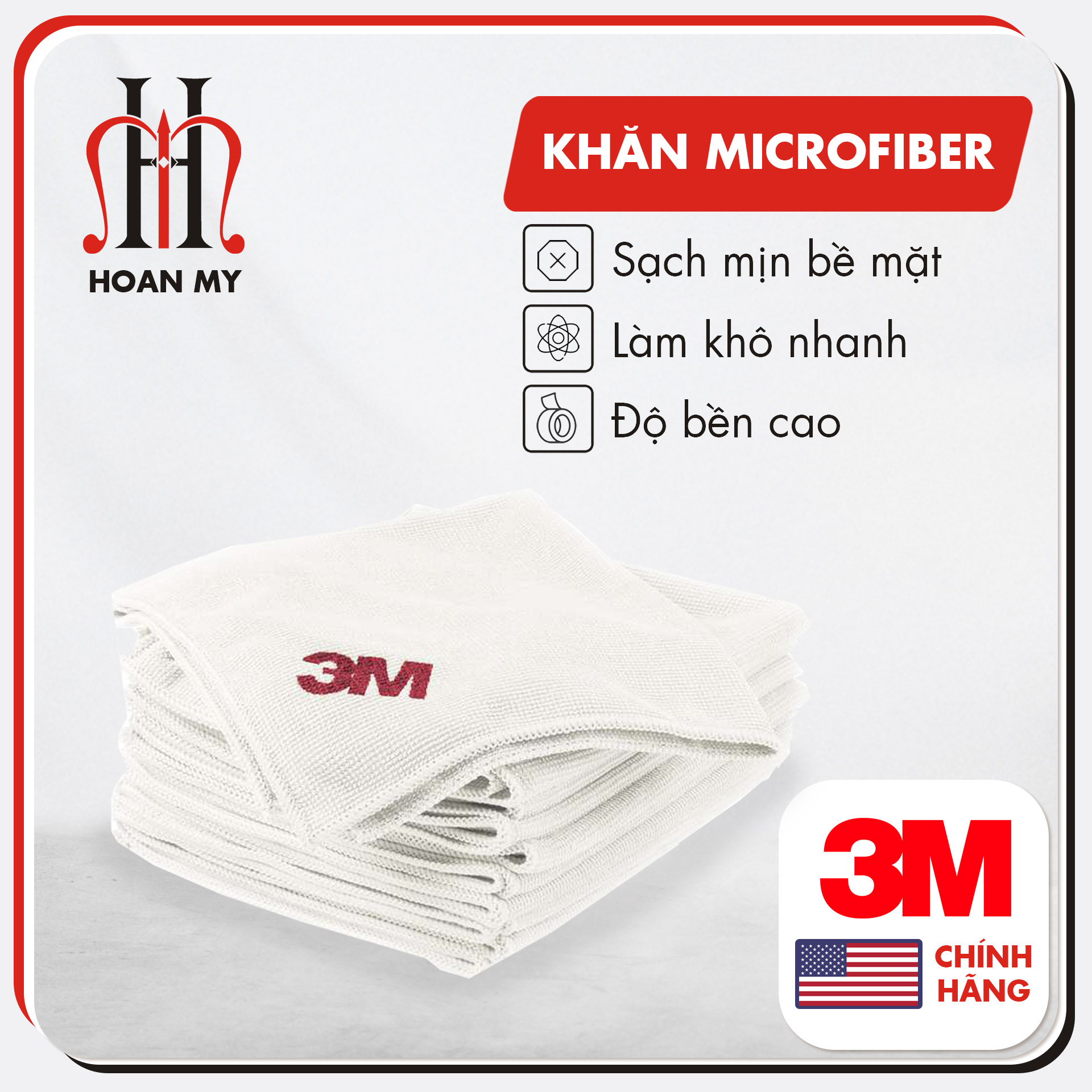 Combo 3 Khăn lau đa năng cao cấp Microfiber 3M Scotch Brite màu trắng 35 x 35 cm, nhập khẩu chính hãng 3M Mỹ - Không để lại bụi vải, lấy bụi và vi khuẩn, thấm hút nhanh chóng, an toàn, thân thiện môi trường