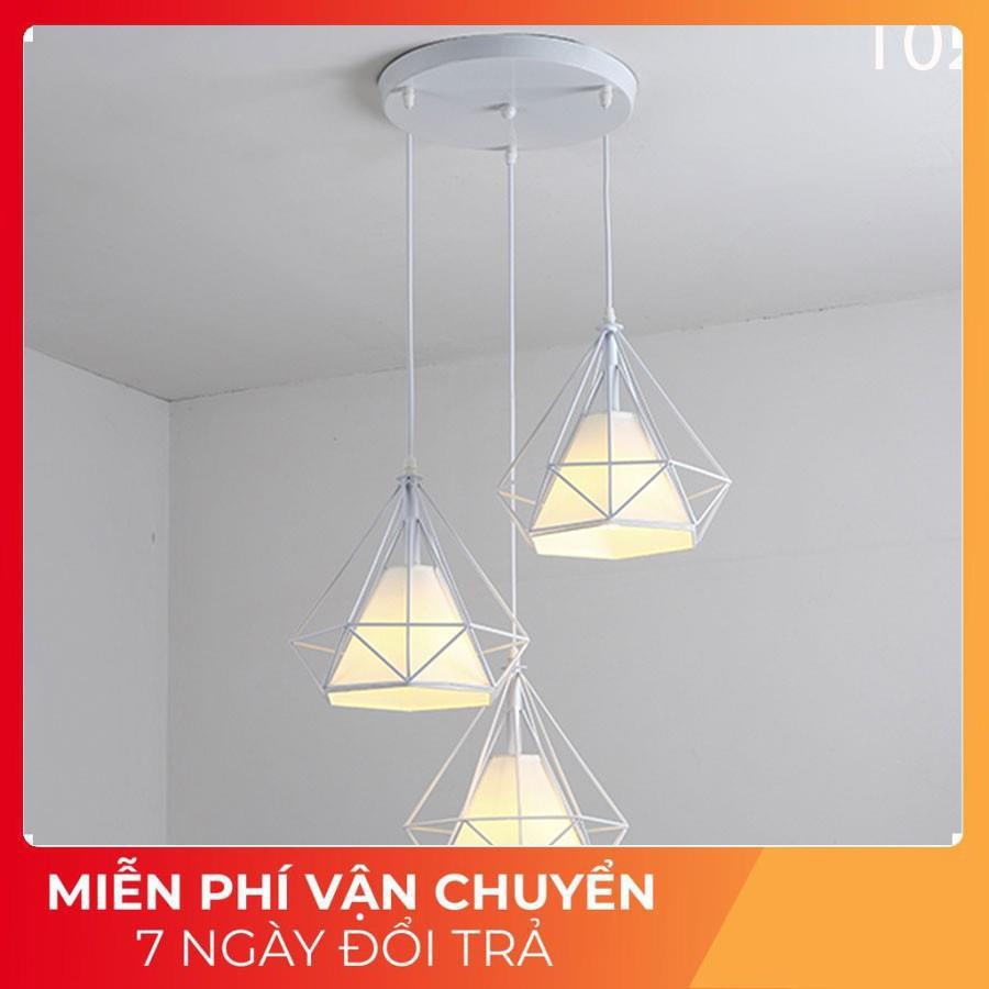 Đèn thả đơn kim cương trắng khung sắt sơn tĩnh điện phi 250-T02