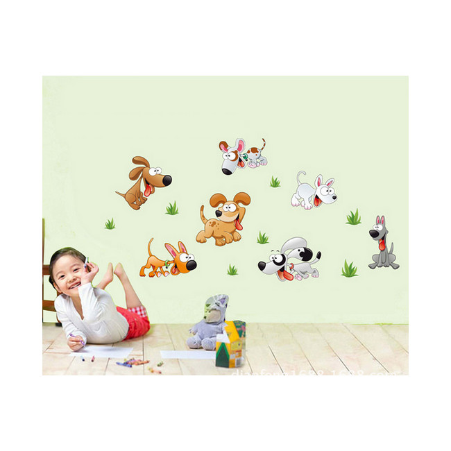 Decal Dán Tường Đàn Chó Tinh Nghịch EB03
