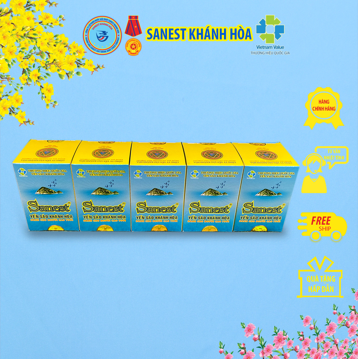 Nước Yến sào Khánh Hòa Sanest dành cho người cao tuổi có đường đóng lọ 70 ml