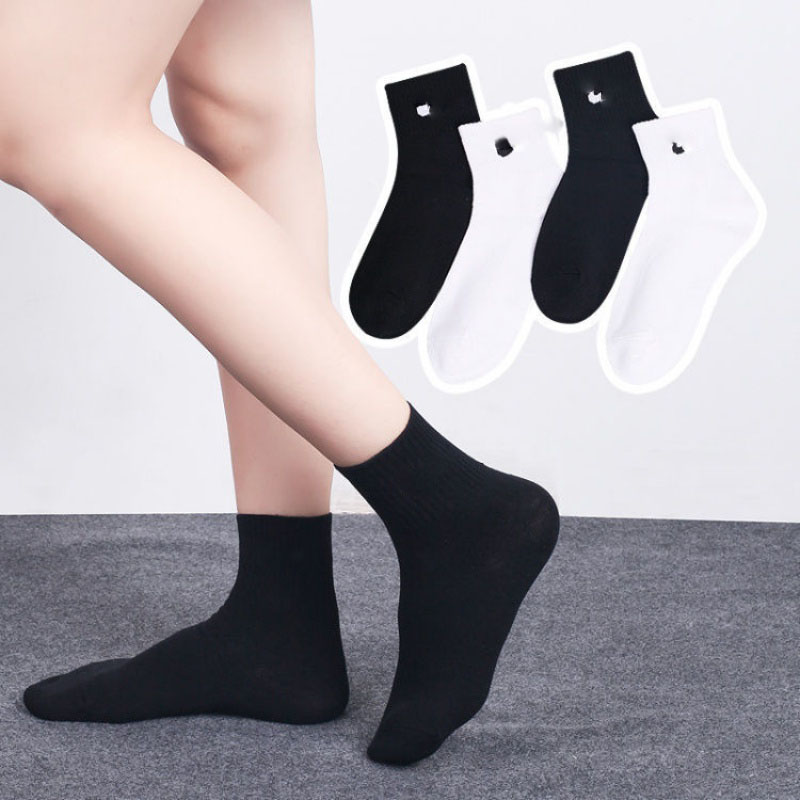 Tất Vớ Trắng Đen Thể Thao Cổ Ngắn, Cổ Trung, Cổ Cao Nam Nữ Vải Dệt Kim HBH