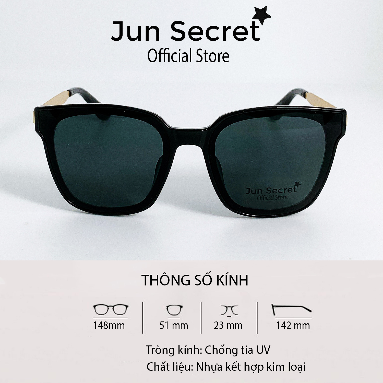 Mắt kính thời trang nữ cao cấp Jun Secret form ôm mặt phù hợp giới trẻ - Kính thời trang nữ tròng chống tia UV JS6035