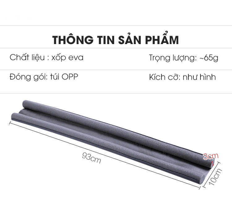 Thanh Chặn Khe Cửa 93cm Đa Năng Chặn Đáy Khe Cửa Ngăn Côn Trùng Chắn Gió Mùa Ngừa Bụi Bẩn Giảm Ồn