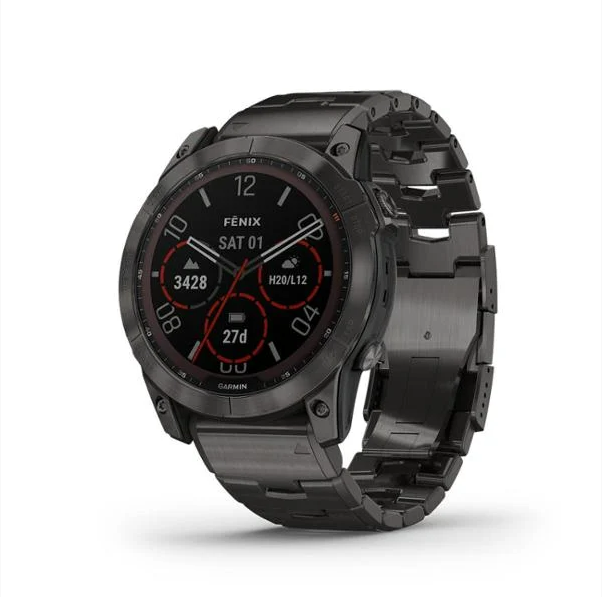 Đồng Hồ Thông Minh Theo Dõi Vận Động Theo Dõi Sức Khỏe Garmin Fenix 7X - Hàng Chính Hãng - Sapphire (Màu xám Carbon viền Titanium với dây sắt), SEA - 010-02541-49