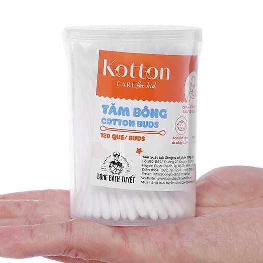 Tăm bông trẻ em ĐẦU NHỎ  Kotton Care For Kid đầu tròn hộp 120 que - ĐẦU NHỎ 120 QUE